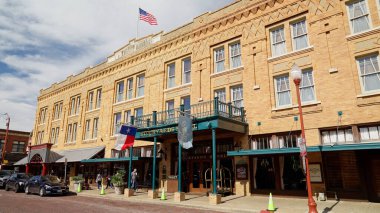 Fort Worth Stockyard 'daki ünlü Stockyard Oteli tarihi bölge - Fort Worth, TEXAS - 09 Kasım 2022