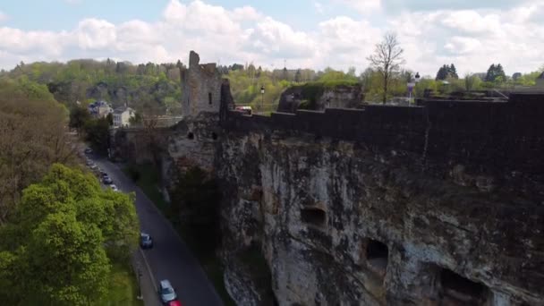 Widok Lotu Ptaka Miasto Luksemburg Piękną Dzielnicą Starego Miasta Zdjęcia — Wideo stockowe