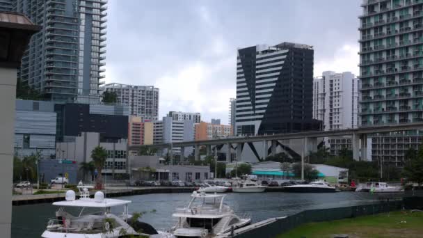 Miami River Centro Miami Estados Unidos Febrero 2022 — Vídeos de Stock