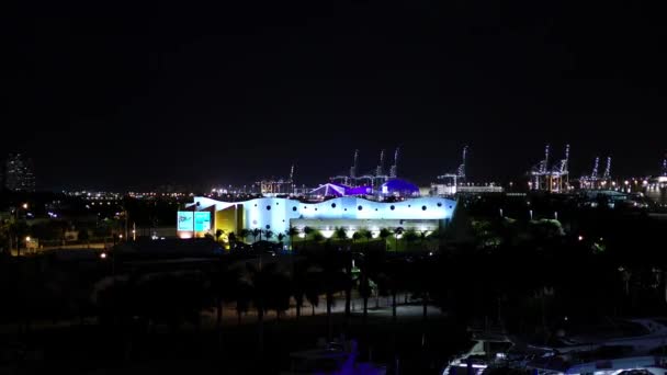 Miami Kikötője Éjszaka Miami Usa 2022 Február — Stock videók