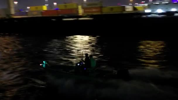 Speed Boat Port Miami Night Miami Usa Φεβρουαρίου 2022 — Αρχείο Βίντεο