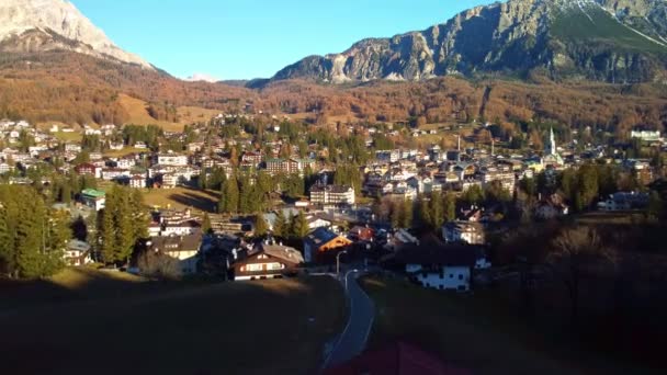 Cortina Ampezzo Dans Les Dolomites Alpes Italiennes Vue Aérienne Photographie — Video