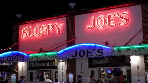 Berühmte Sloppy Joes Bar Auf Key West Bei Nacht Miami — Stockvideo
