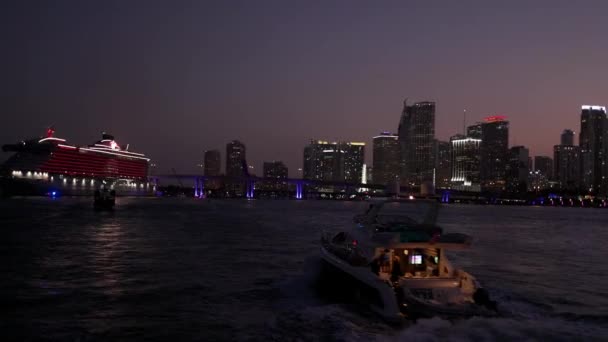Úžasný Večerní Pohled Panorama Miami Miami Usa February 2022 — Stock video