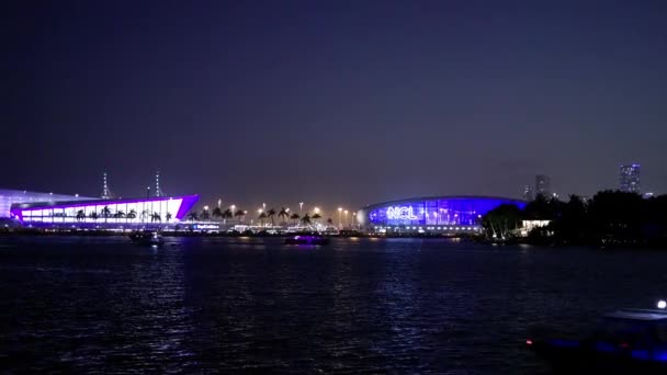 迈阿密港和夜间游轮码头 Miami Usa February 2022 — 图库视频影像
