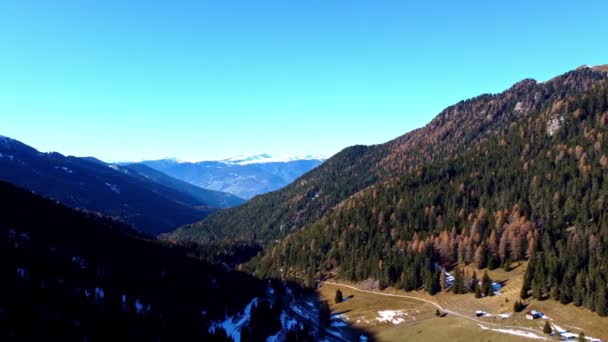 Csodálatos Téli Táj Dolomitok Hegyek Dél Tirol Olaszország Utazási Fotózás — Stock videók