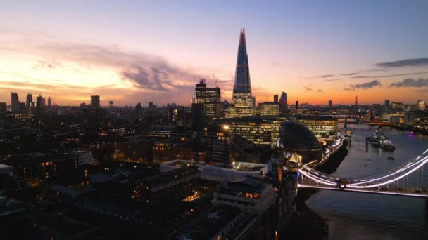 Londra Kule Köprüsü Üzerinde Harika Bir Akşam Manzarası London Rli — Stok video