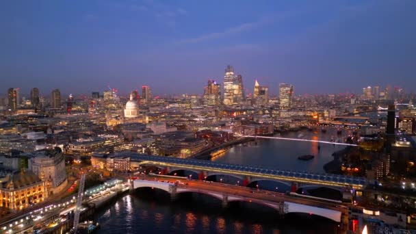 City London Kvällen Flygutsikt London Förenade Kungariket December 2022 — Stockvideo