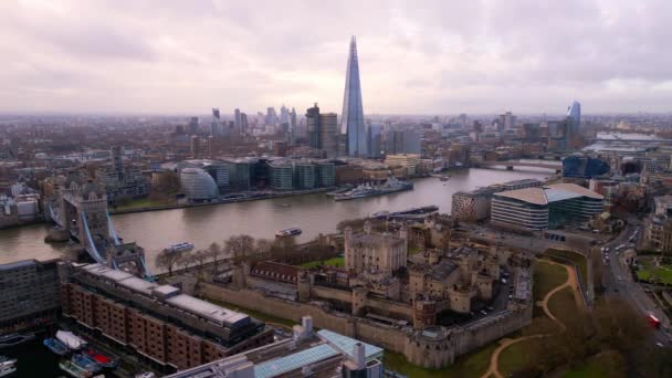 Лондонский Тауэр Сверху Видом Город London United Kingdom Decem18 2022 — стоковое видео