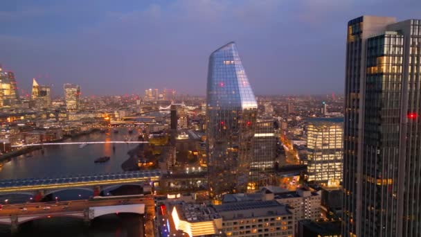 City London Por Noche Vista Aérea Londres Reino Unido Diciembre — Vídeos de Stock