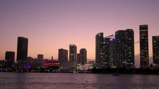 Csodálatos Kilátás Esti Kilátásra Miami Városára Miami Usa 2022 Február — Stock videók