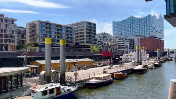 Distrik Kota Pelabuhan Modern Hamburg City Hamburg Jermany Mei 2022 — Stok Video