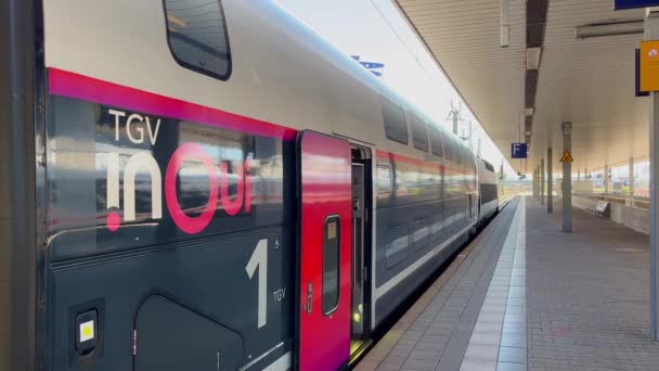 Comboio Francês Tgv Estação Ferroviária Central Mannheim Mannheim Alemanha Maio — Vídeo de Stock