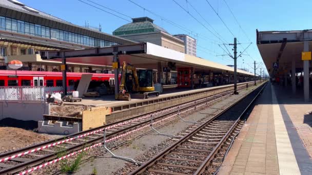 Plataforma Estação Ferroviária Central Mannheim Mannheim Alemanha Maio 2022 — Vídeo de Stock