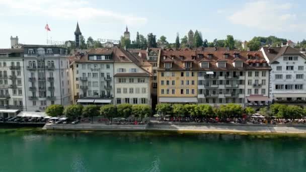 City Lucerne Switzerland Aerial View Travel Photography — 图库视频影像