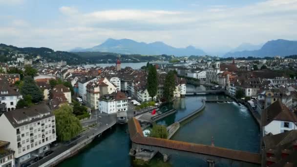 City Lucerne Switzerland Aerial View Travel Photography — Stock video