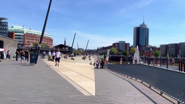 Elbe Riverside Hamburg Harbour City Hamburg Germany May 2022 — Stock Video