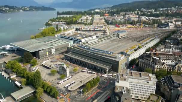 Estación Central Lucerna Suiza Desde Arriba Viajes Fotográficos — Vídeos de Stock
