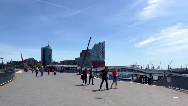 Λιμάνι Αμβούργου Πολη Του Hamburg Γερμανια Μαϊου 2022 — Αρχείο Βίντεο