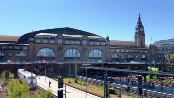 Estação Central Hamburgo Principal Estação Ferroviária Cidade Hamburgo Alemanha Maio — Vídeo de Stock