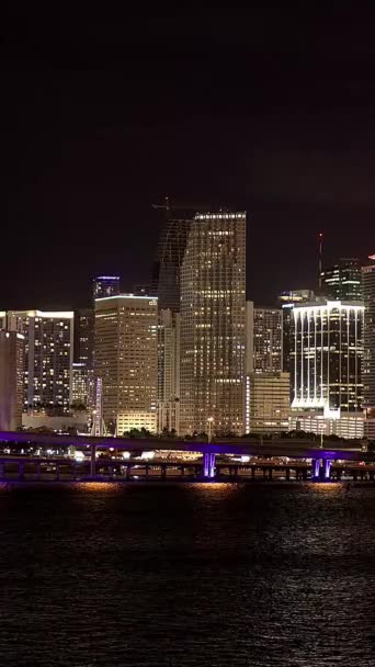 Skyline Miami Éjjel Utazási Fotózás — Stock videók