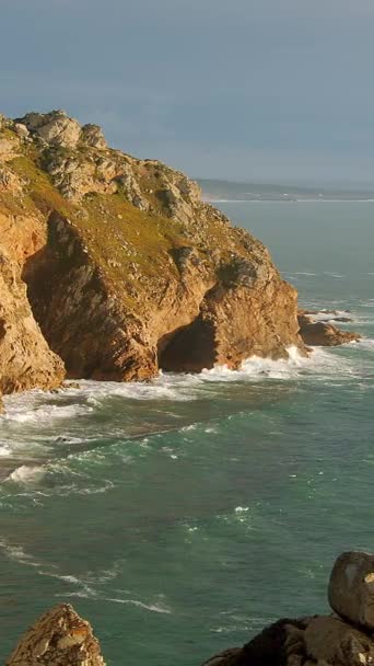 Portekiz Harika Bir Yer Cabo Roca Atlantik Okyanusu Kıyısında Günbatımı — Stok video