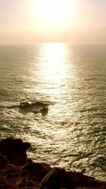 Zachód Słońca Nad Przylądkiem Roca Portugalii Najbardziej Zachodni Punkt Europy — Wideo stockowe
