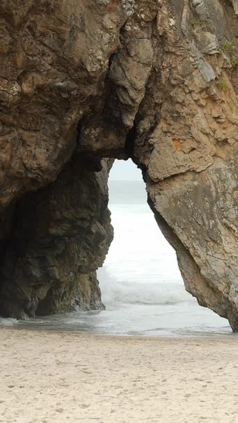 Costa Atlantica Selvaggia Sulla Spiaggia Adraga Portogallo Immagini Viaggi Fotografici — Video Stock
