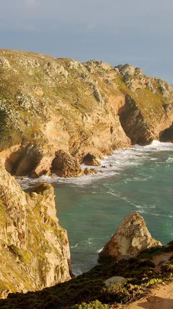 Cape Roca Pantai Cabo Roca Yang Terkenal Portugal Saat Matahari — Stok Video