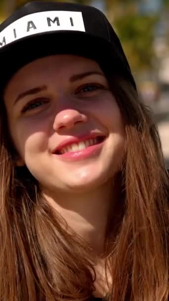 Jeune Jolie Femme Aime Soleil Miami Beach Photographie Voyage — Video