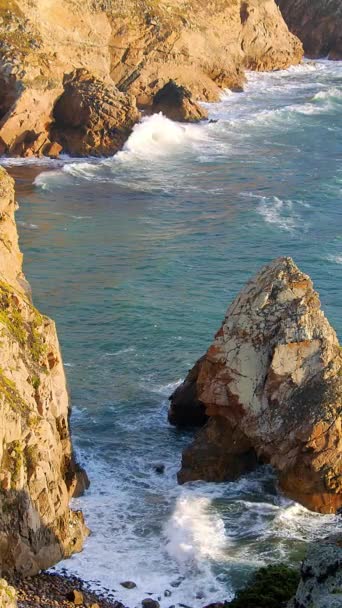 Cape Roca Διάσημη Ακτή Cabo Roca Στην Πορτογαλία Κατά Ηλιοβασίλεμα — Αρχείο Βίντεο