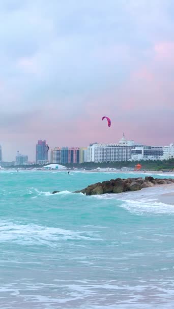 Amazing Miami Beach Kék Óceán Víz Utazási Fotózás — Stock videók