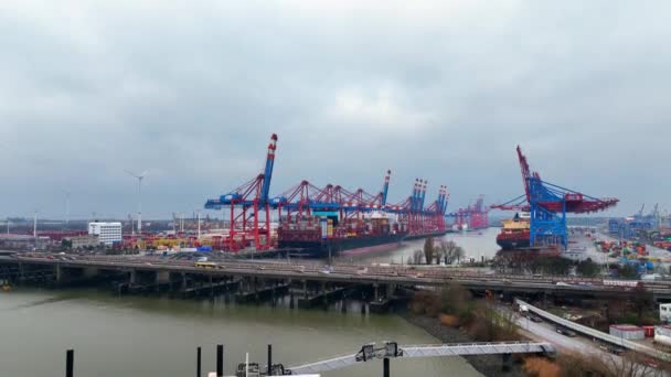 Luftaufnahme Über Den Hamburger Hafen Stadt Hamburg Deutschland Dezember 2022 — Stockvideo