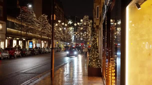 Noel Zamanı Londra Sokaklarında Güzel Süslemeler London Rli Kingdom Aralık — Stok video