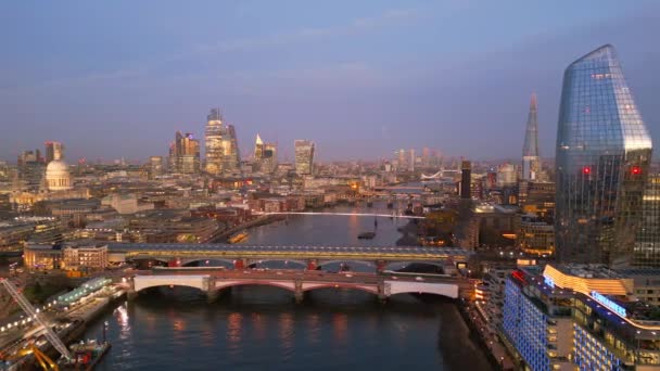 Ville Londres Soirée Vue Aérienne Londres Royaume Uni Décembre 2022 — Video