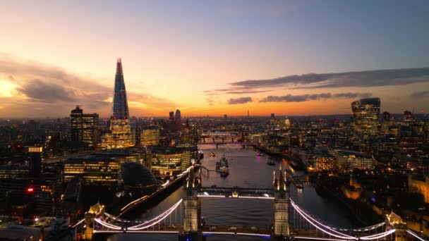 Coucher Soleil Sur Londres Vue Aérienne Imprenable Soir Londres Royaume — Video