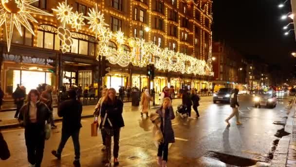 Knightsbridge Nuit Est Bel Endroit Londres Londres Royaume Uni Décembre — Video
