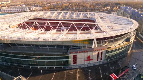 Famoso Arsenal London Emirates Stadium Vista Aérea Londres Reino Unido — Vídeos de Stock