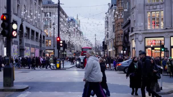 オックスフォードストリートIn London Christmas Time ロンドン イギリス 2022年12月20日 — ストック動画