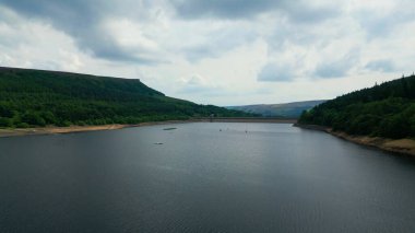 Ladybower Reservoir at Peak District National Park - aerial view - drone photography
