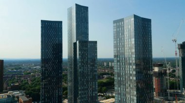 The modern skyscrapers of Manchester Deansgate - drone photography