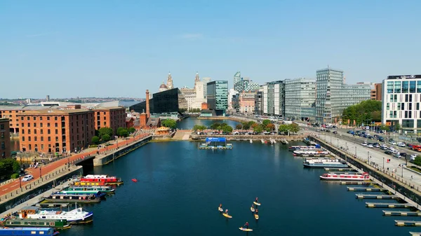 Albert Docks in the city of Liverpool - aerial view - drone photography