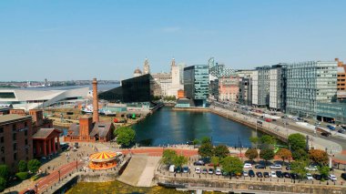 Albert Docks in the city of Liverpool - aerial view - drone photography