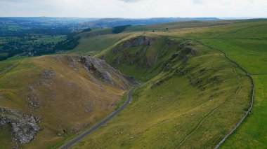 Winnats Pass at Peak District National Park - aerial view - drone photography