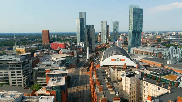 Flight City Centre Manchester Aerial View Manchester United Kingdom August — Stockfoto
