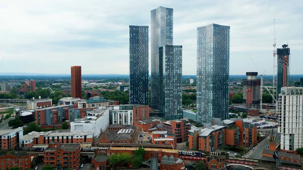 Die Modernen Gebäude Von Manchester Deansgate Luftaufnahme Manchester Vereinigtes Königreich — Stockfoto