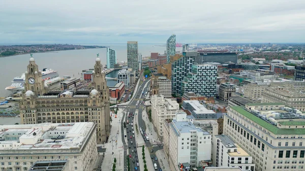 Aerial View City Liverpool Strand Boulevard Liverpool United Kingdom August — Stockfoto