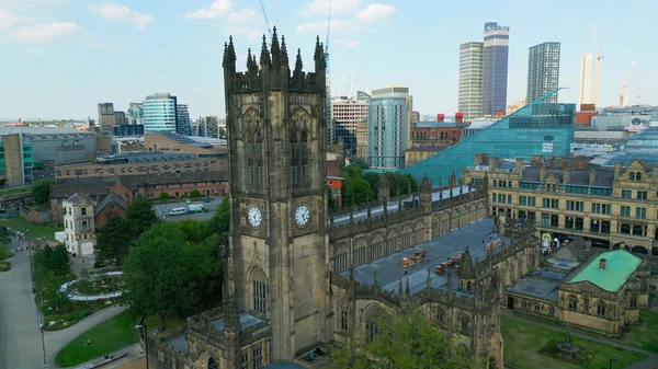 Manchester Cathedral Aerial View Drone Photography — Stockfoto