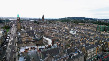 The City Center of Edinburgh from above - aerial view - travel photography clipart