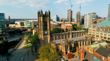Manchester Cathedral - aerial view - drone photography